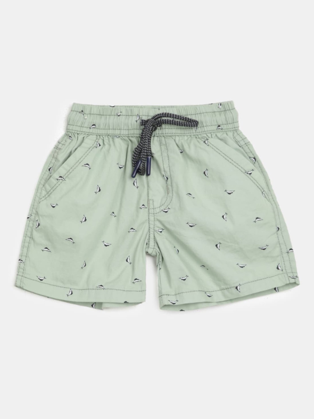 

V-Mart Boys Graphic Printed Cotton Shorts, Green