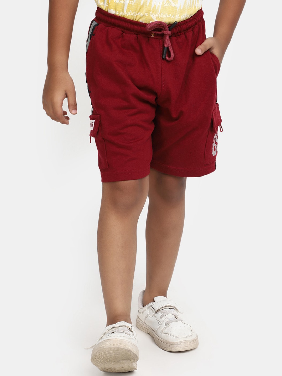 

V-Mart Boys Mid Rise Typography Printed Cotton Shorts, Red