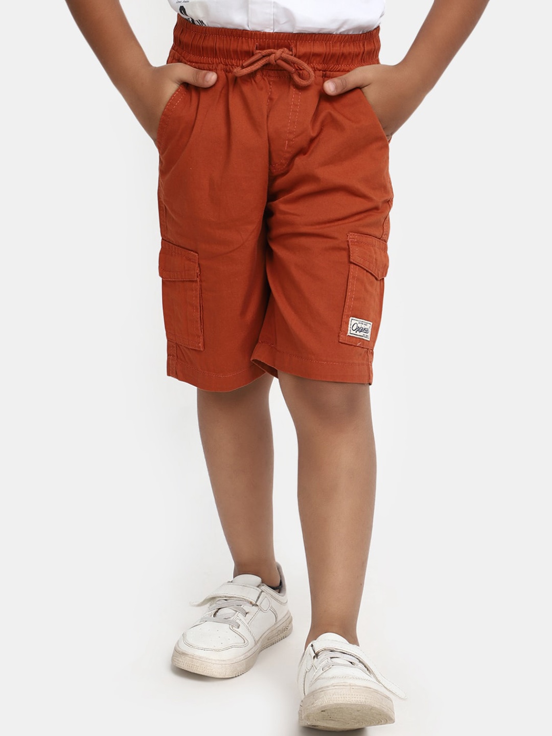 

V-Mart Boys Mid-Rise Cotton Cargo Shorts, Brown