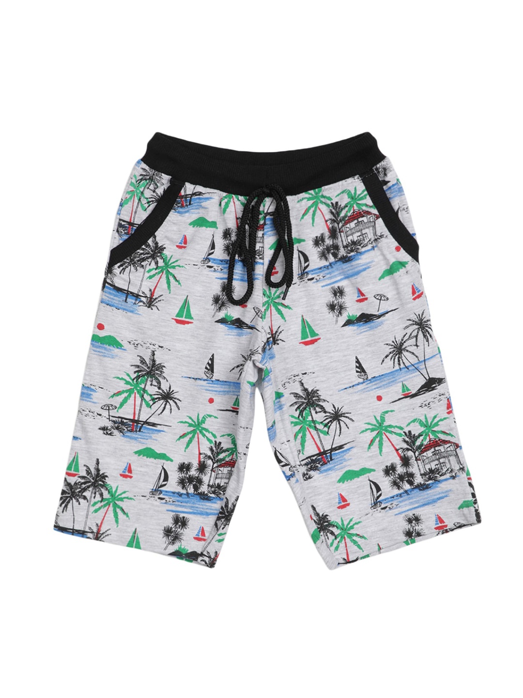 V-Mart Boys Graphic Printed Cotton Shorts, Grey