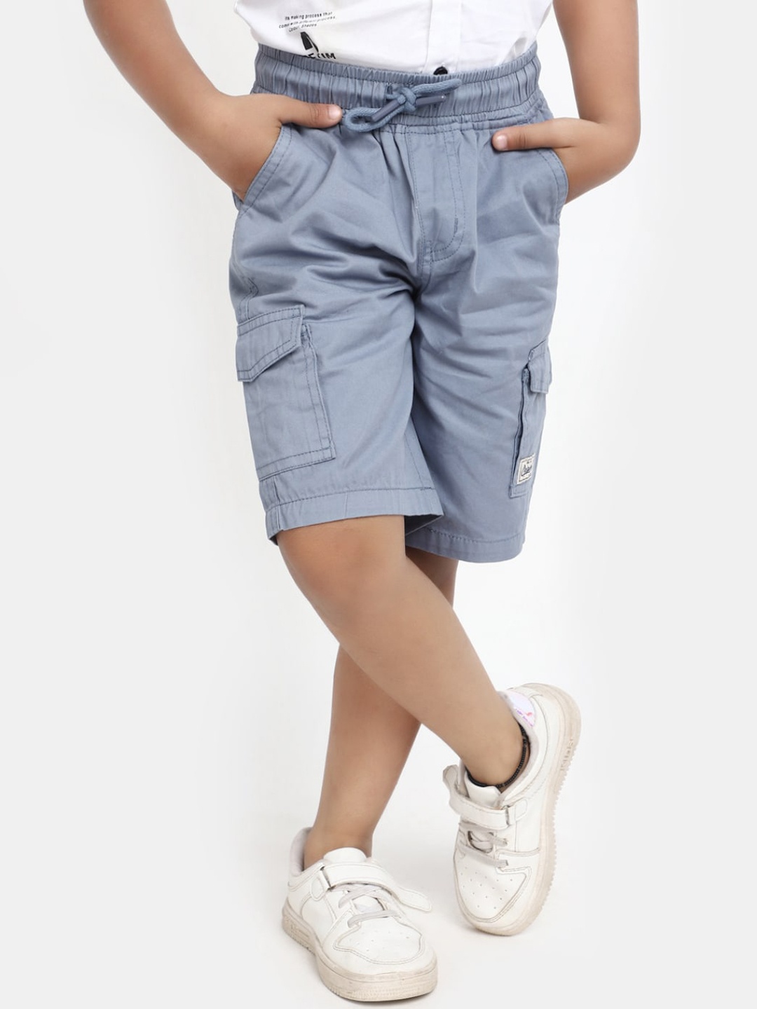 

V-Mart Boys Mid-Rise Cotton Cargo Shorts, Blue