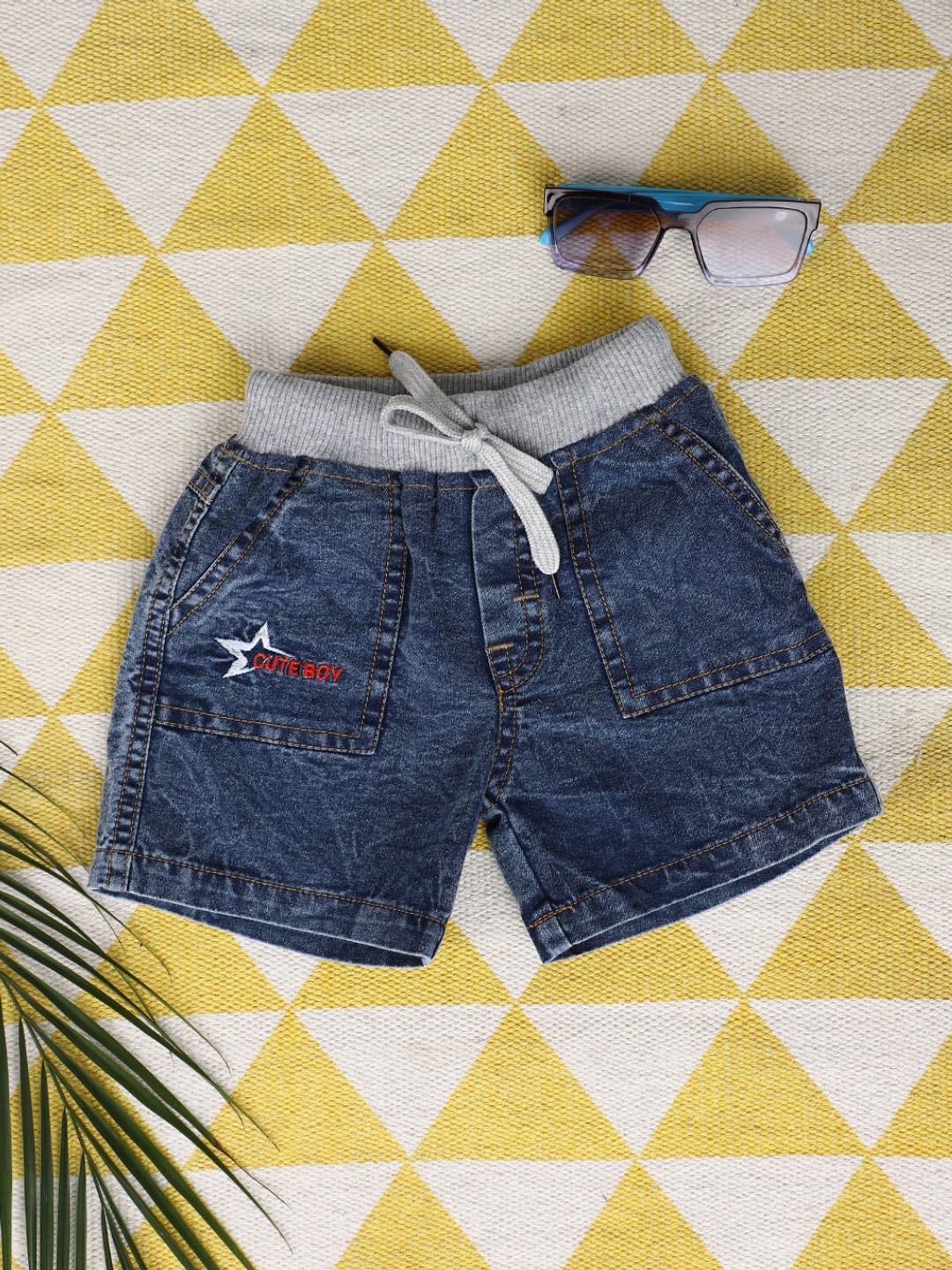 

V-Mart Infants Mid-Rise Cotton Shorts, Blue