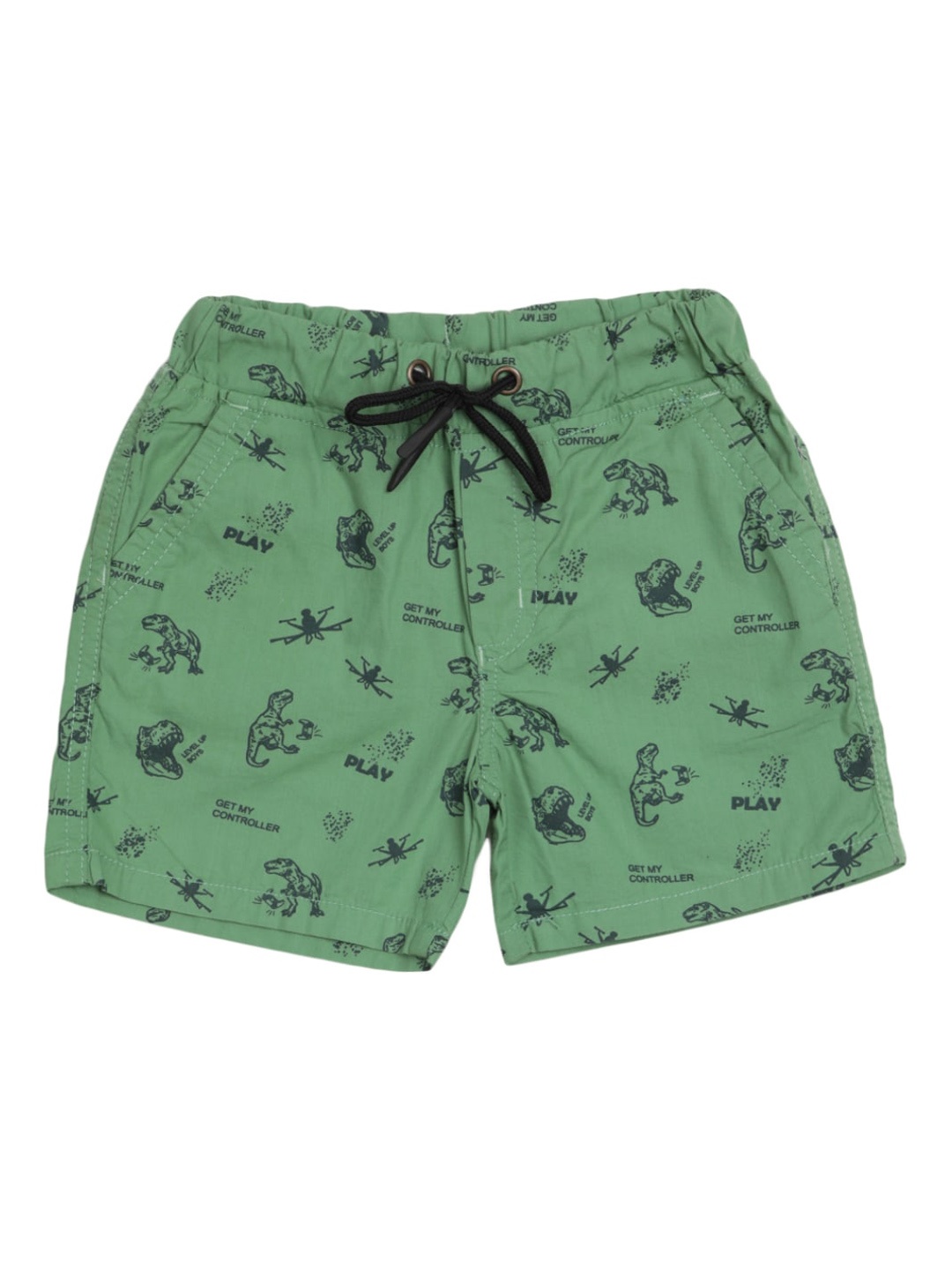 

V-Mart Boys Conversational Printed Cotton Shorts, Green