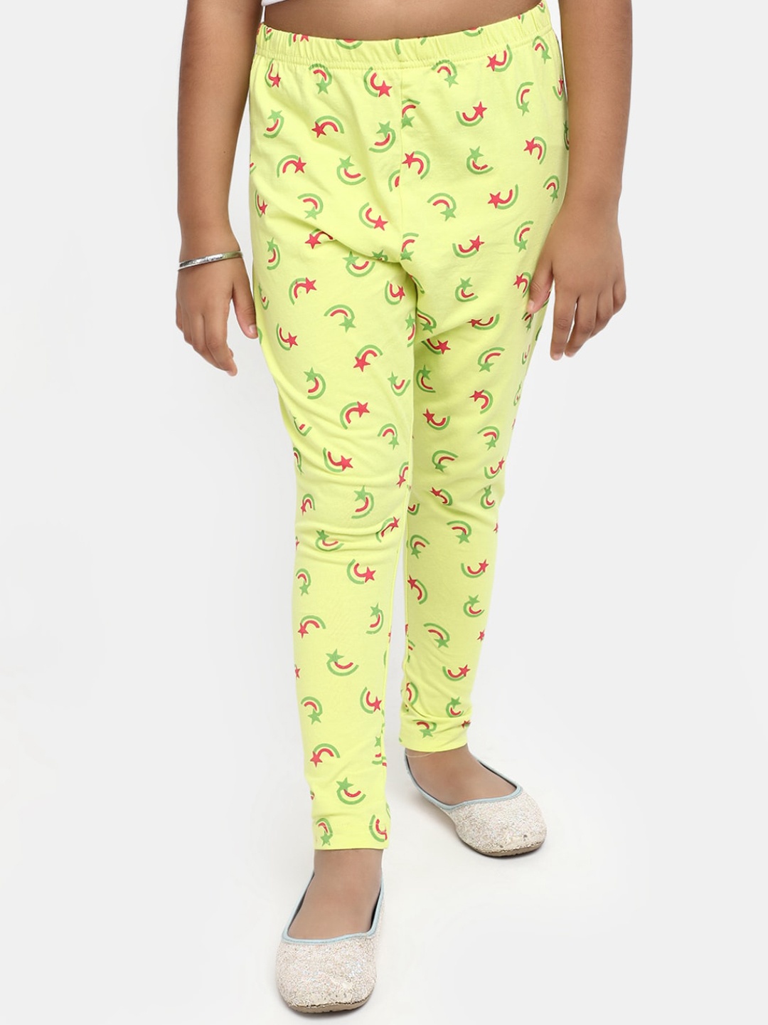 

V-Mart Girls Conversational Printed Ankle Length Leggings, Green