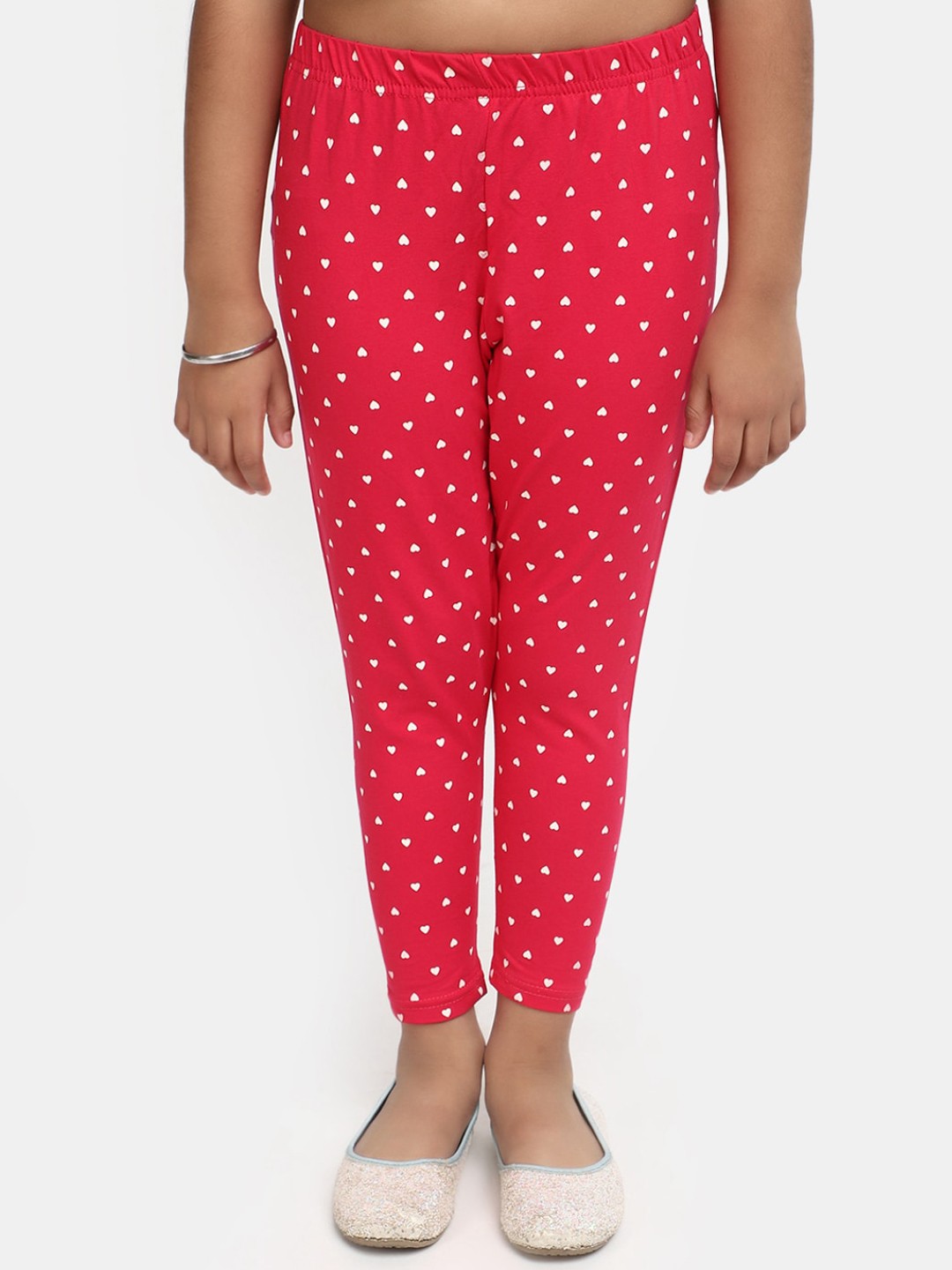 

V-Mart Girls Printed Ankle Length Leggings, Pink