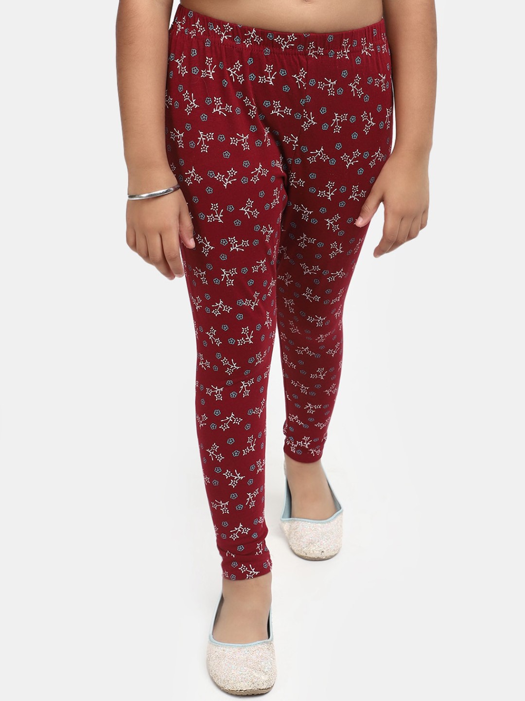 

V-Mart Girls Printed Ankle Length Legging, Red