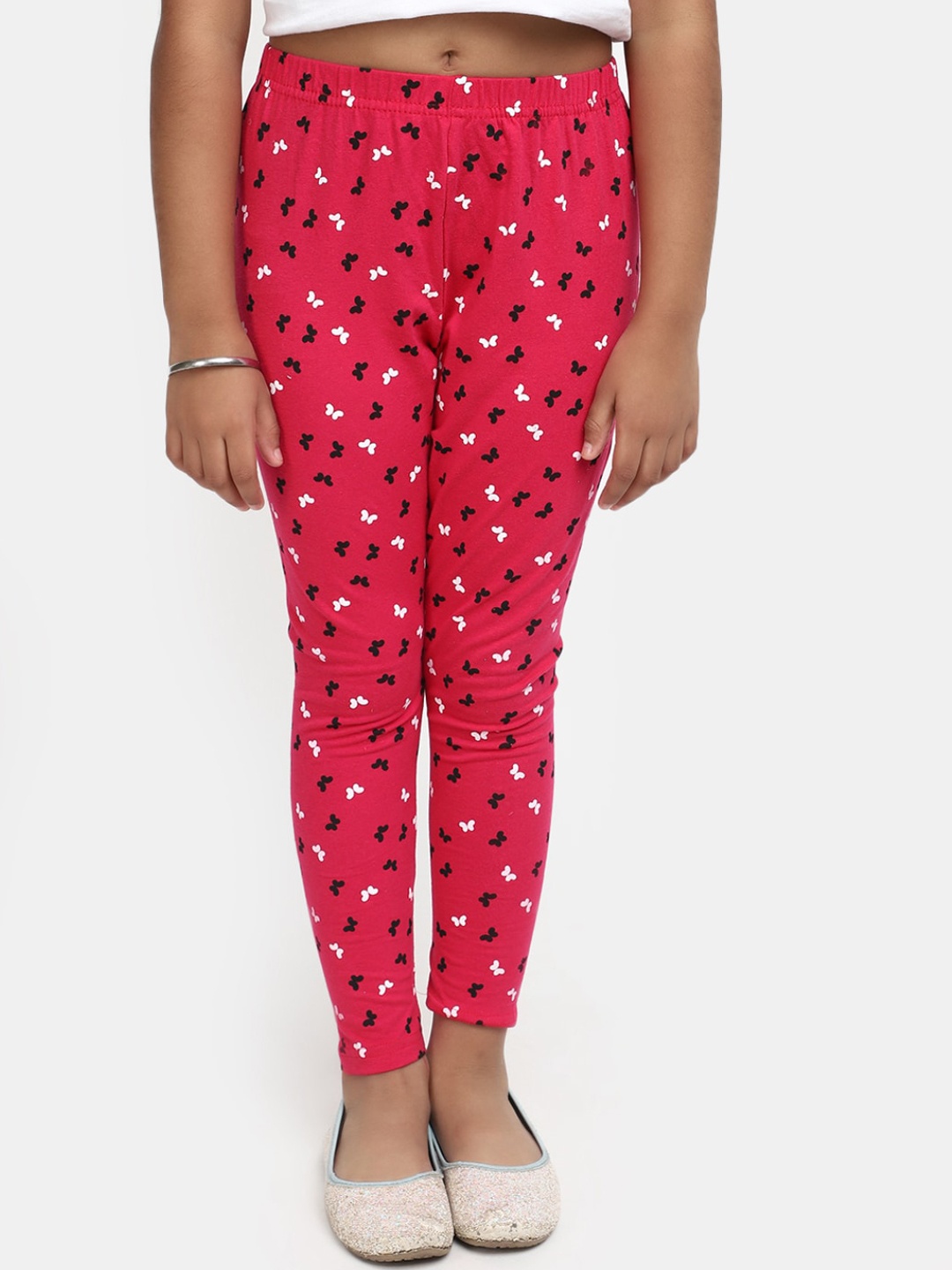 

V-Mart Girls Conversational Printed Ankle Length Leggings, Pink