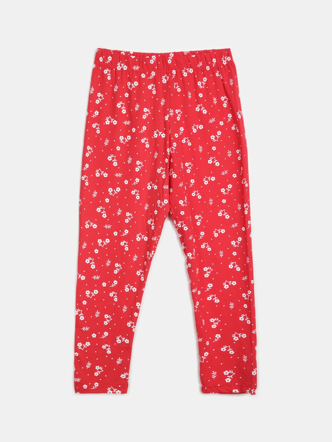 

V-Mart Girls Printed Ankle Length Leggings, Red