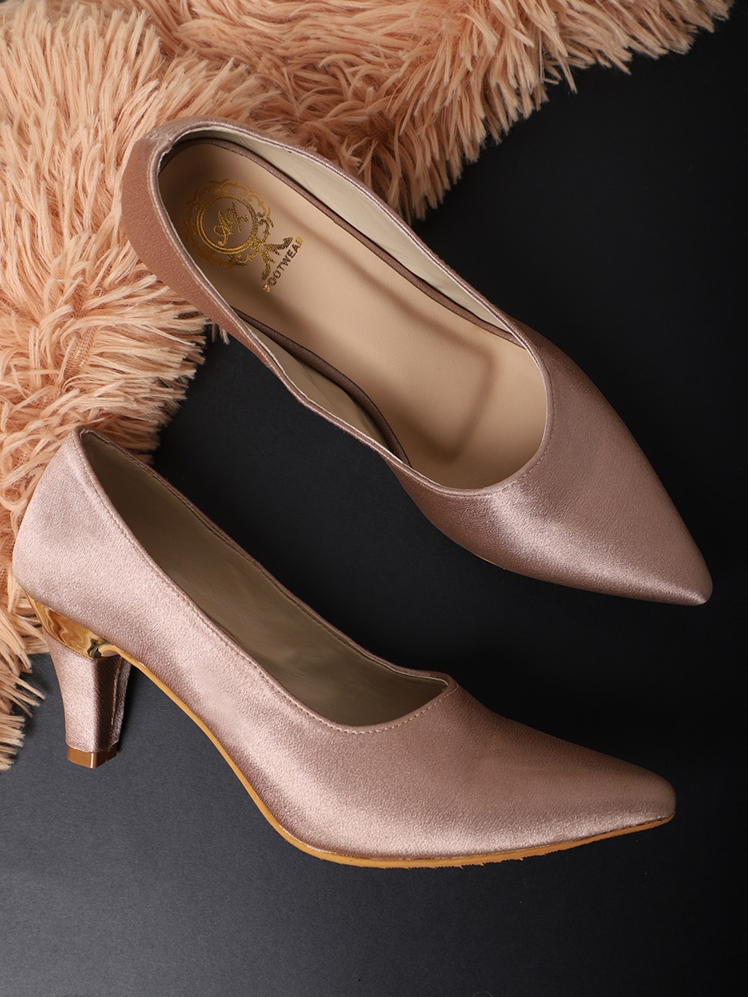 

AZ Footwear Pointed Toe Party Block Pumps, Pink
