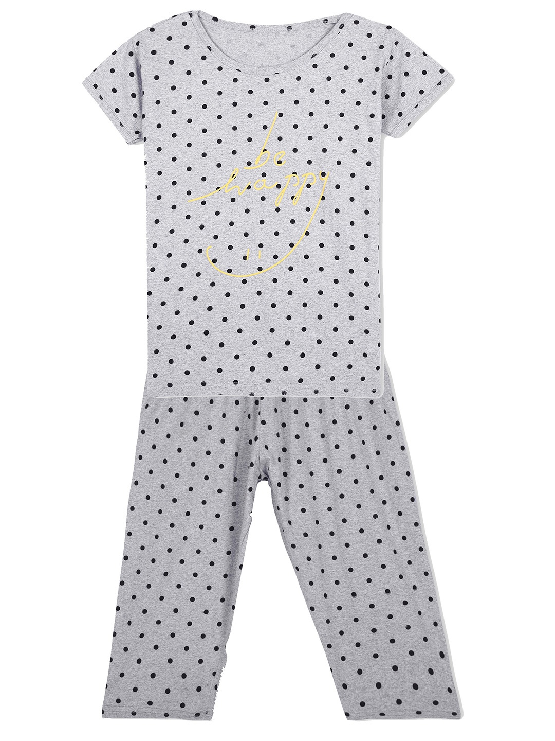 

BAESD Girls Geometric Printed Pure Cotton T-shirt with Capris, Grey