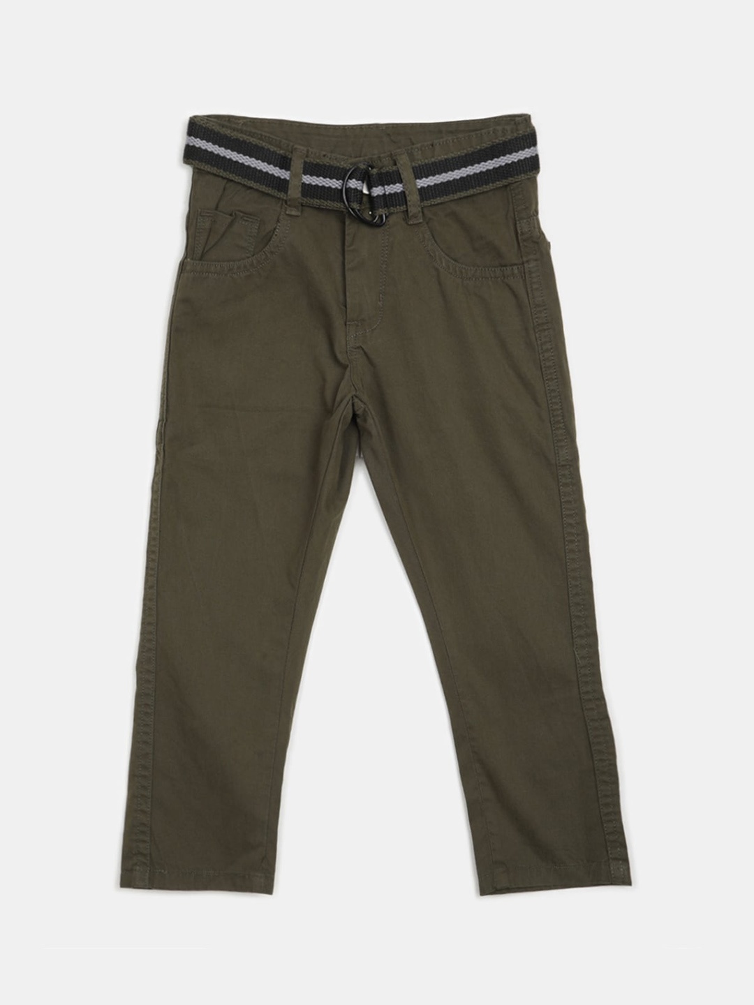 

V-Mart Boys Mid-Rise Twill Cotton Trousers, Olive