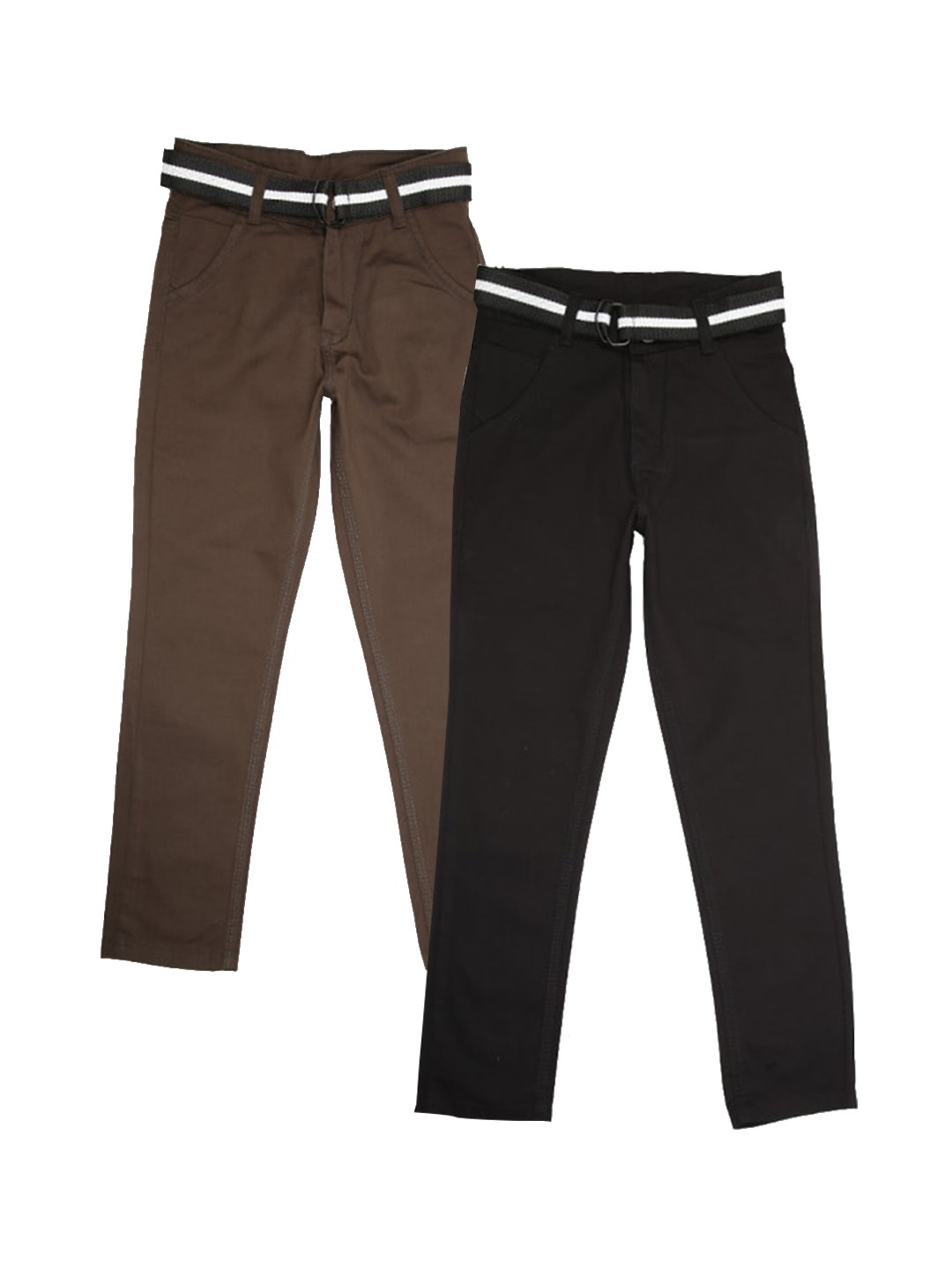 

V-Mart Boys Pack Of 2 Mid-Rise Regular Cotton Trousers, Black