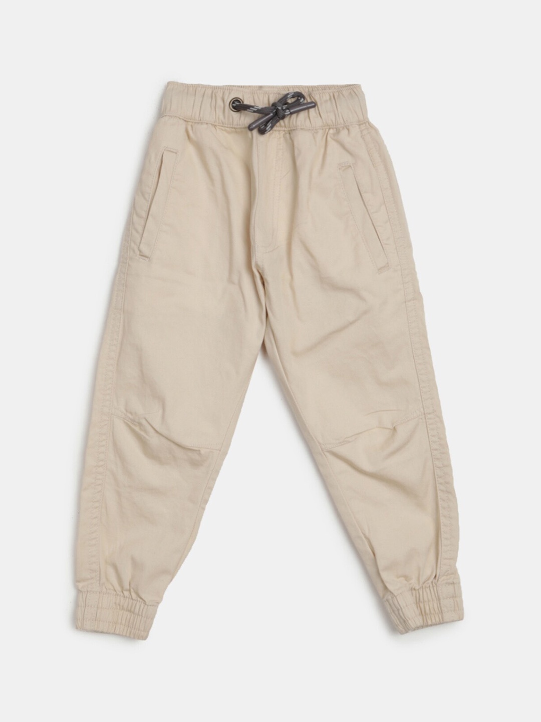 

V-Mart Boys Mid-Rise Twill Cotton Joggers, Beige