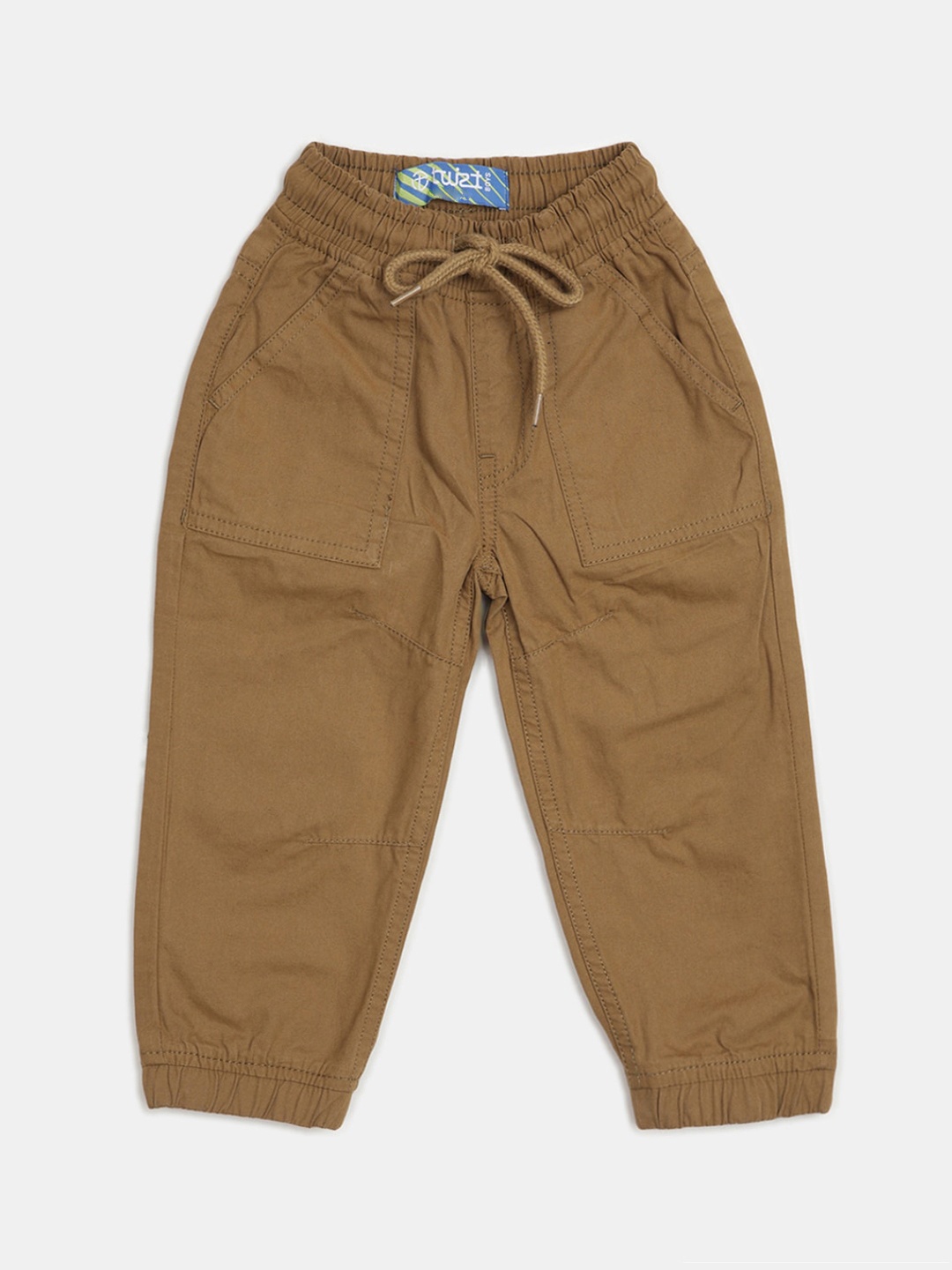 

V-Mart Boys Mid-Rise Casual Twill Cotton Joggers, Gold
