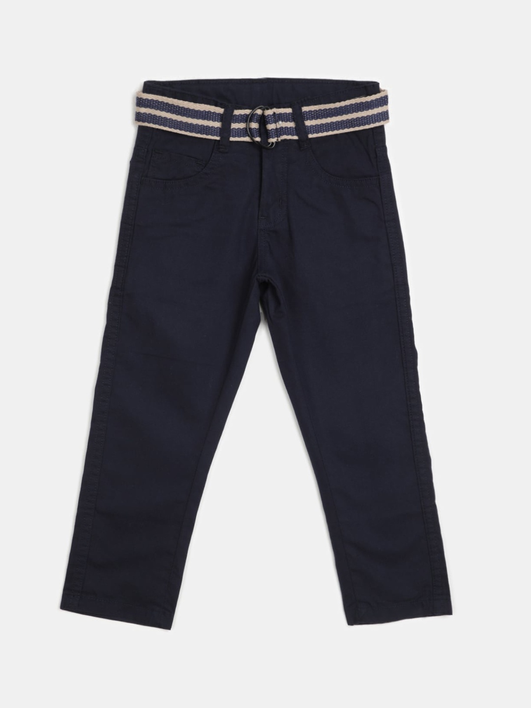 

V-Mart Boys Mid-Rise Casual Twill Cotton Trousers, Navy blue