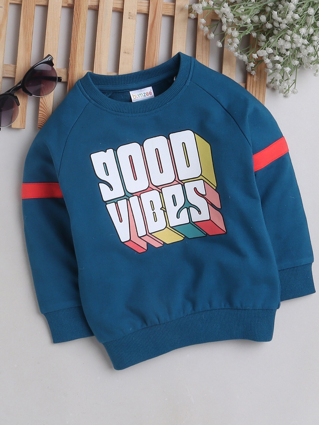 

BUMZEE Boys Typography Printed Cotton Sweatshirt, Green