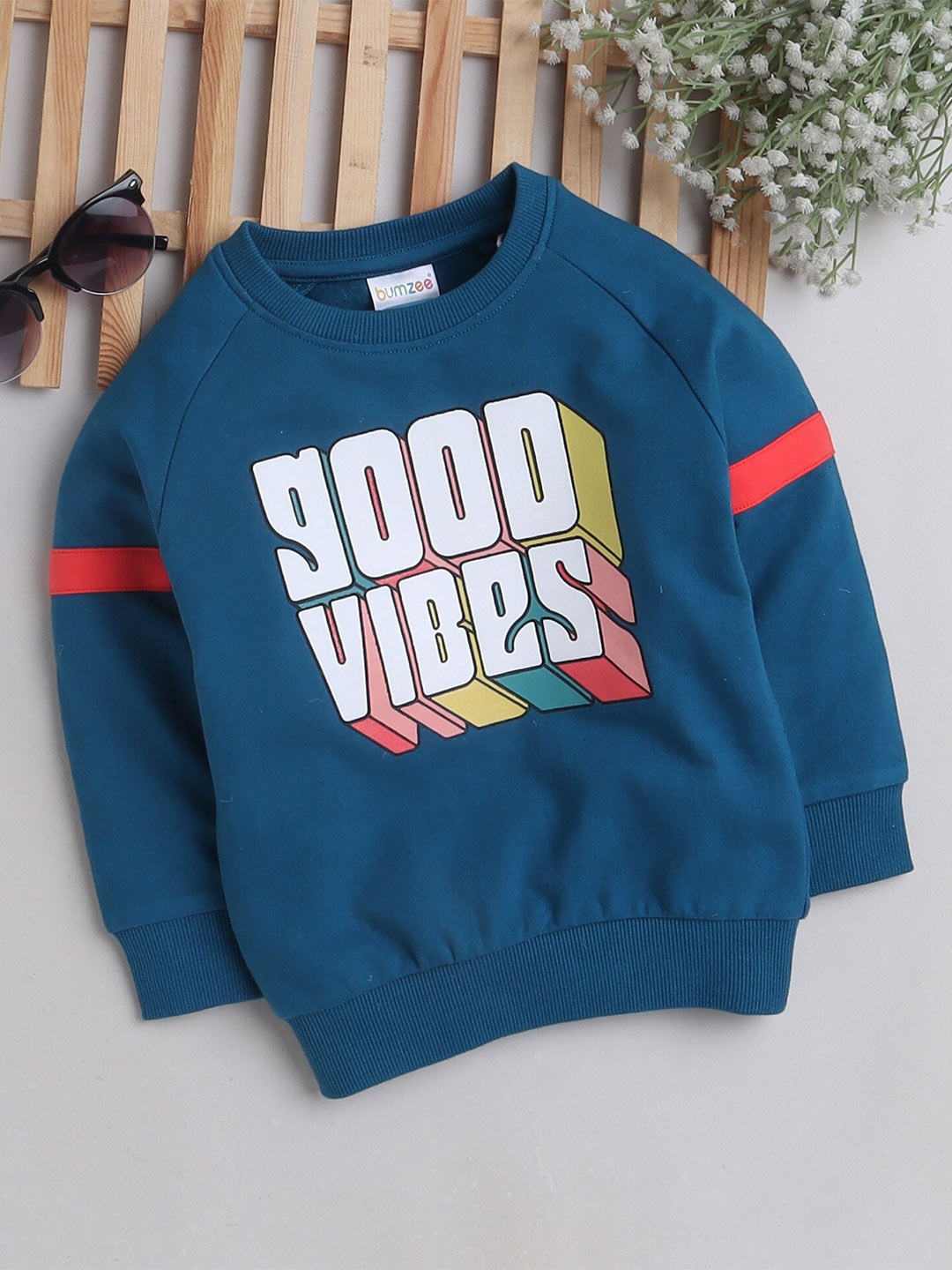 

BUMZEE Infant Boys Typography Printed Cotton Sweatshirt, Teal