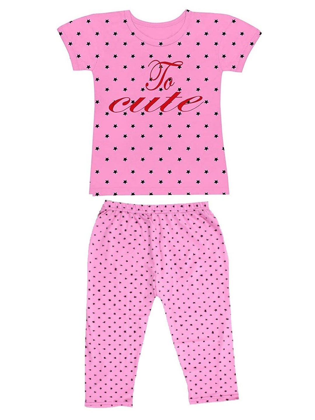 

BAESD Girls Polka Dots Printed T-shirt And Pyjamas, Pink