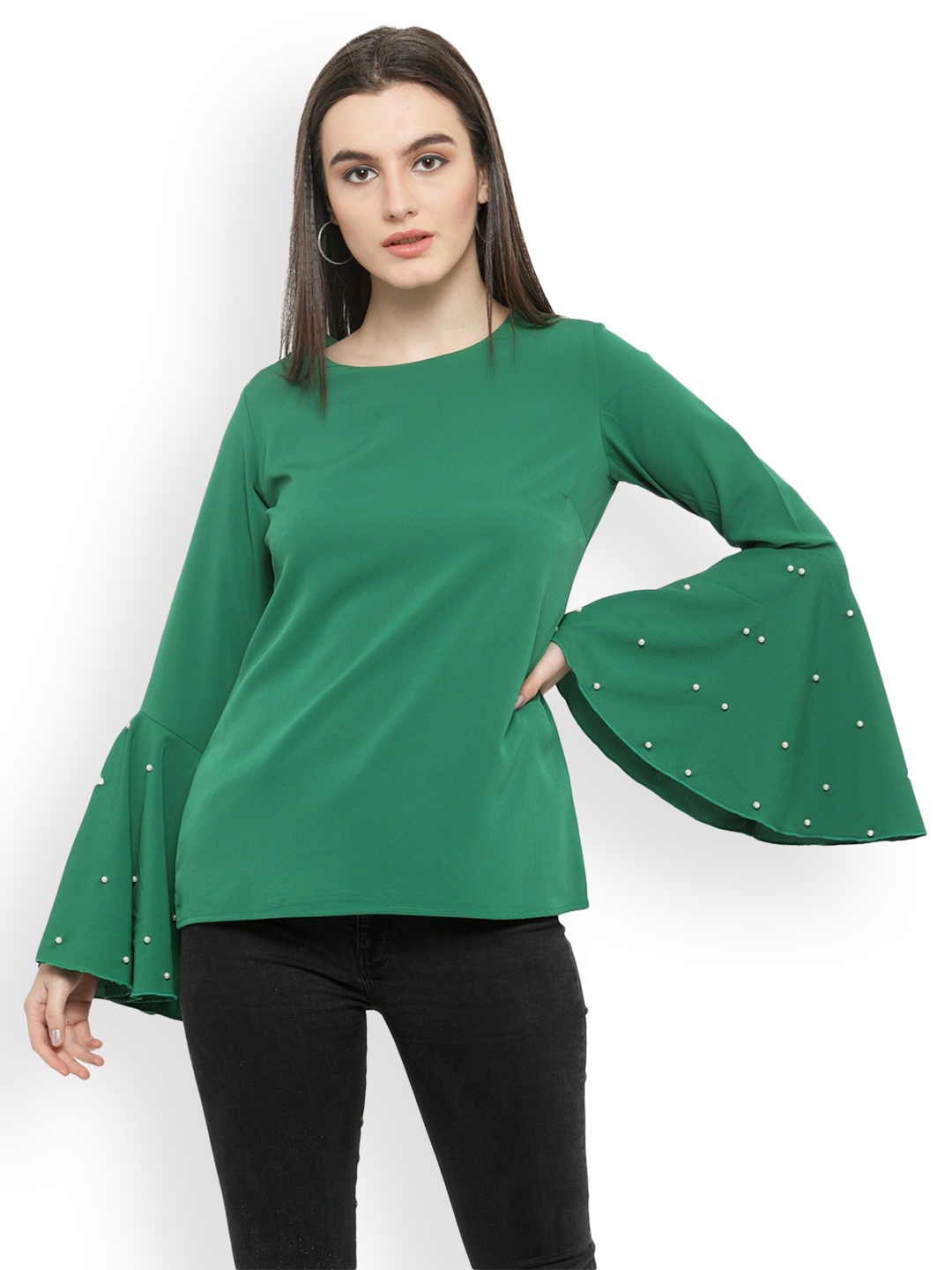 

plusS Women Green Solid Top