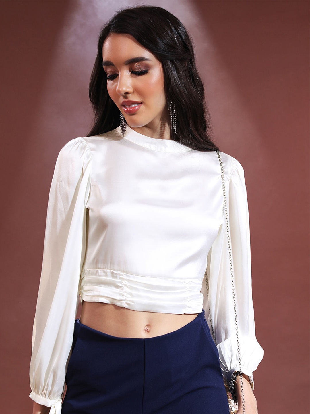 

Tokyo Talkies High Neck Cut Out Top, Cream