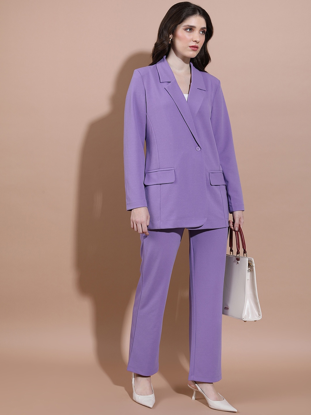 

Tokyo Talkies Women Blazer With Trouser, Violet