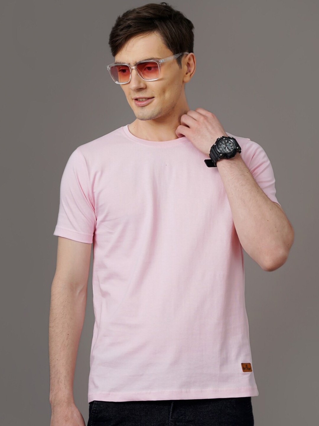 

PAUL STREET Round Neck Pure Cotton Bio Finish T-shirt, Pink