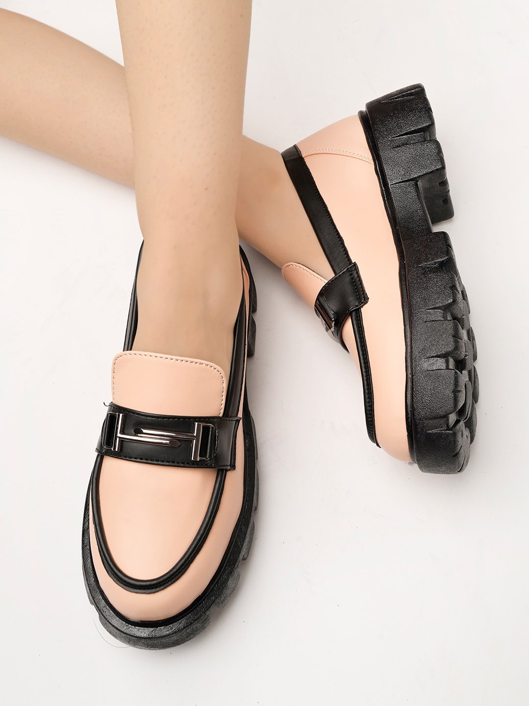 

Shoetopia Women Slip-On Lightweight Horsebit Loafers, Peach