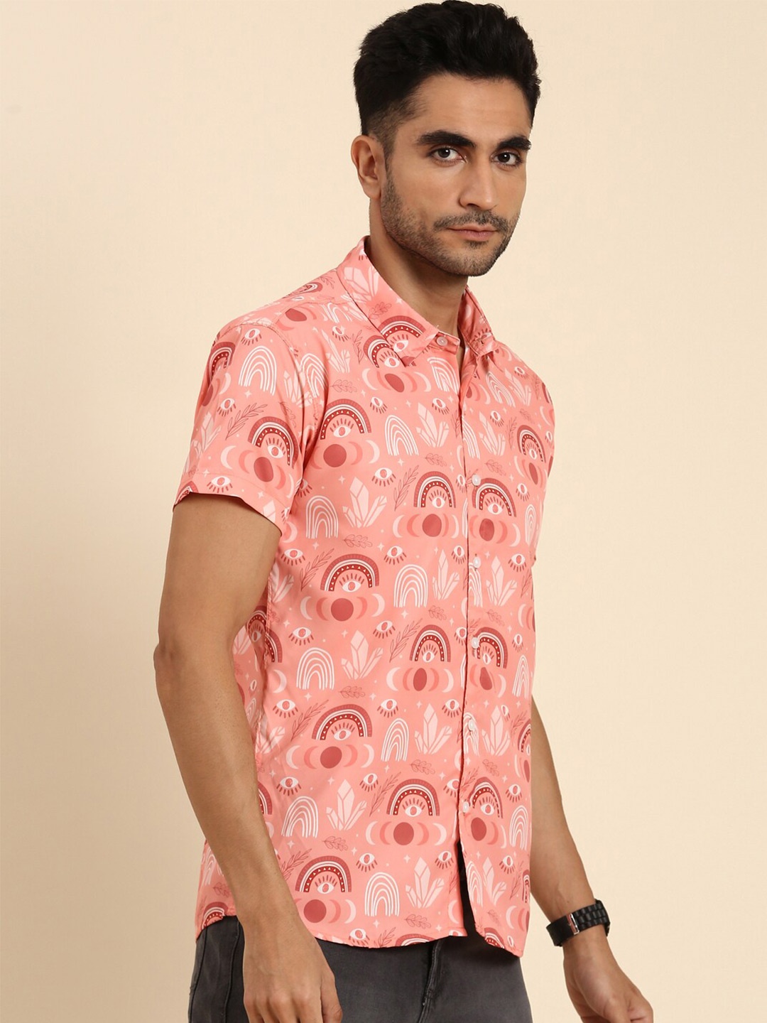 

Joven Dome Printed Short Sleeves Casual Shirt, Peach