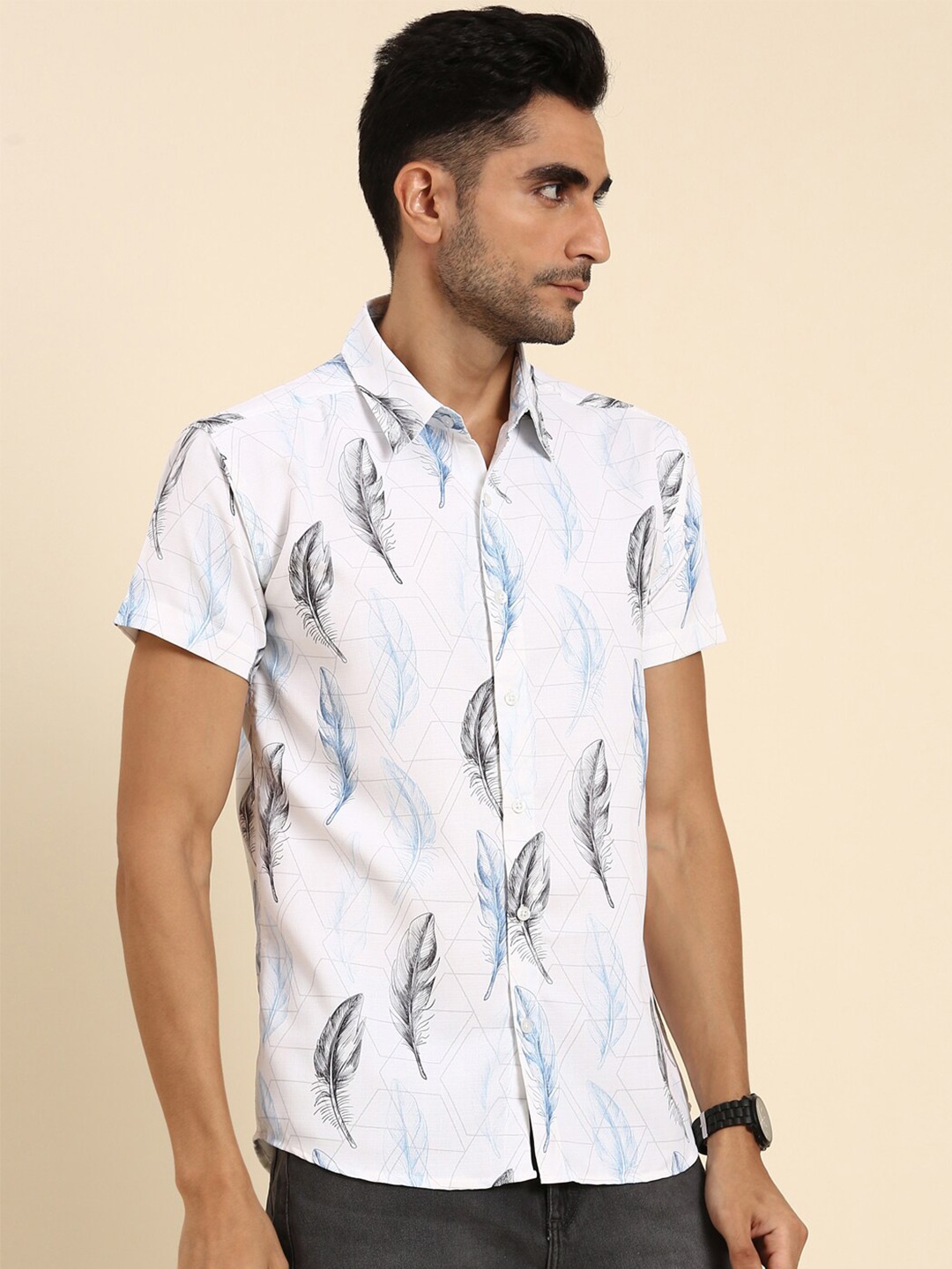 

Joven Conversational Printed Casual Shirt, White