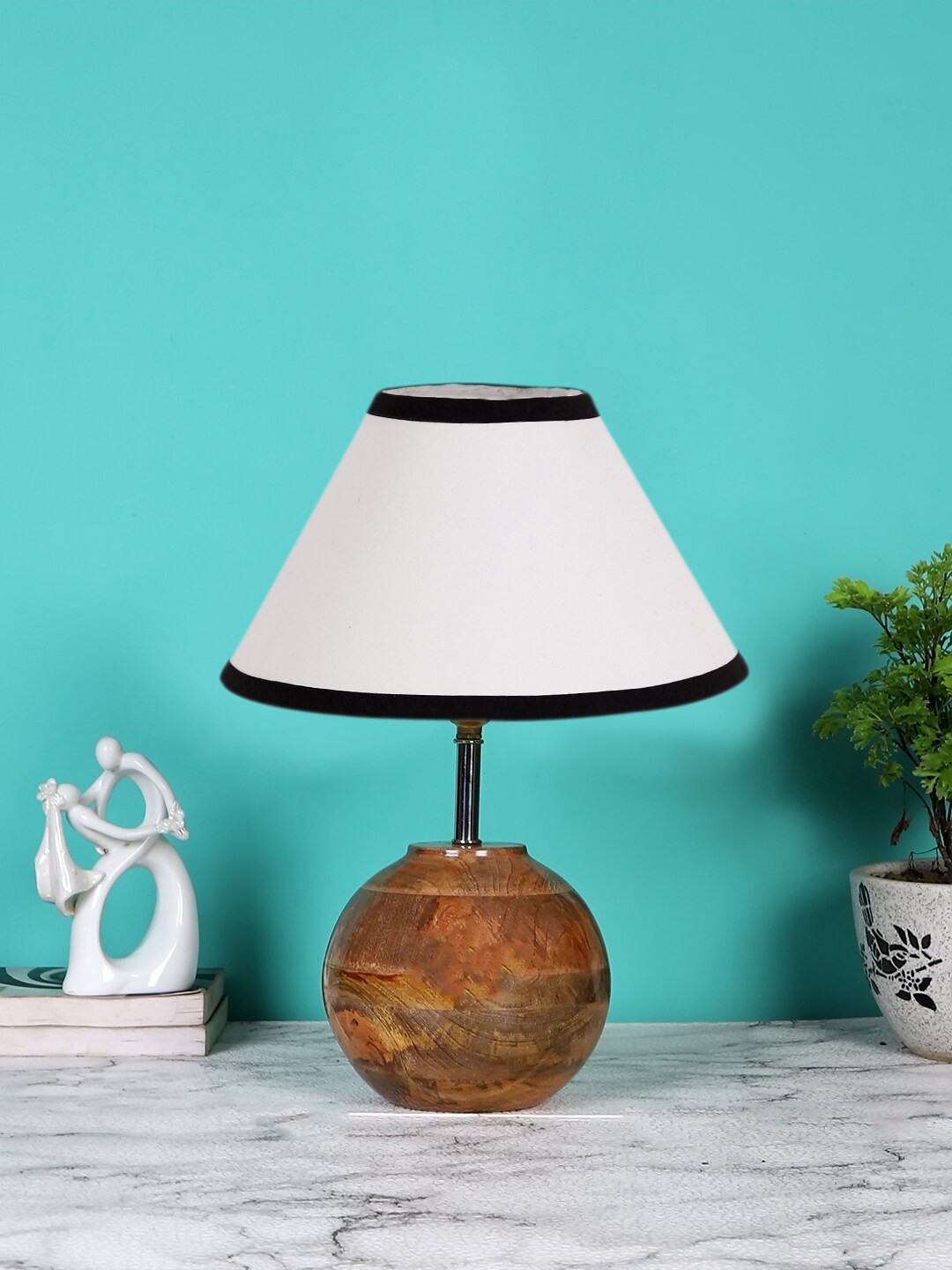 

Devansh White & Brown Wooden Table Lamp With Cotton Shade