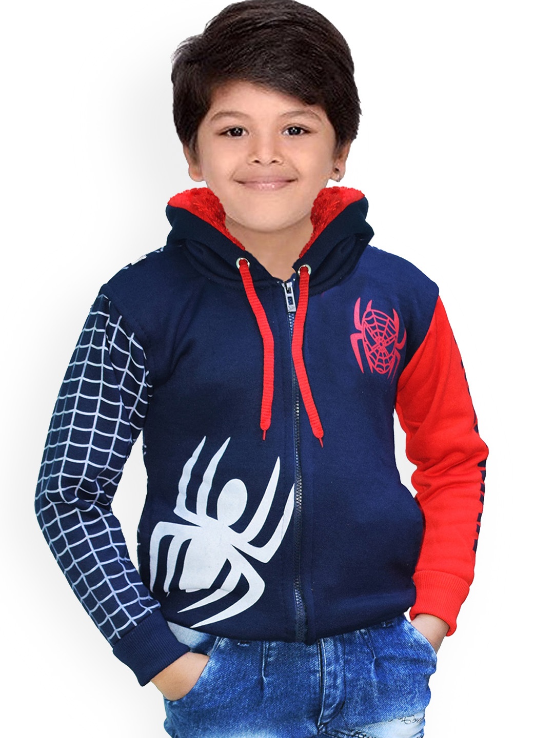 

BAESD Boys Graphic Printed Hooded Neck Long Sleeve Zip Sweatshirts, Navy blue