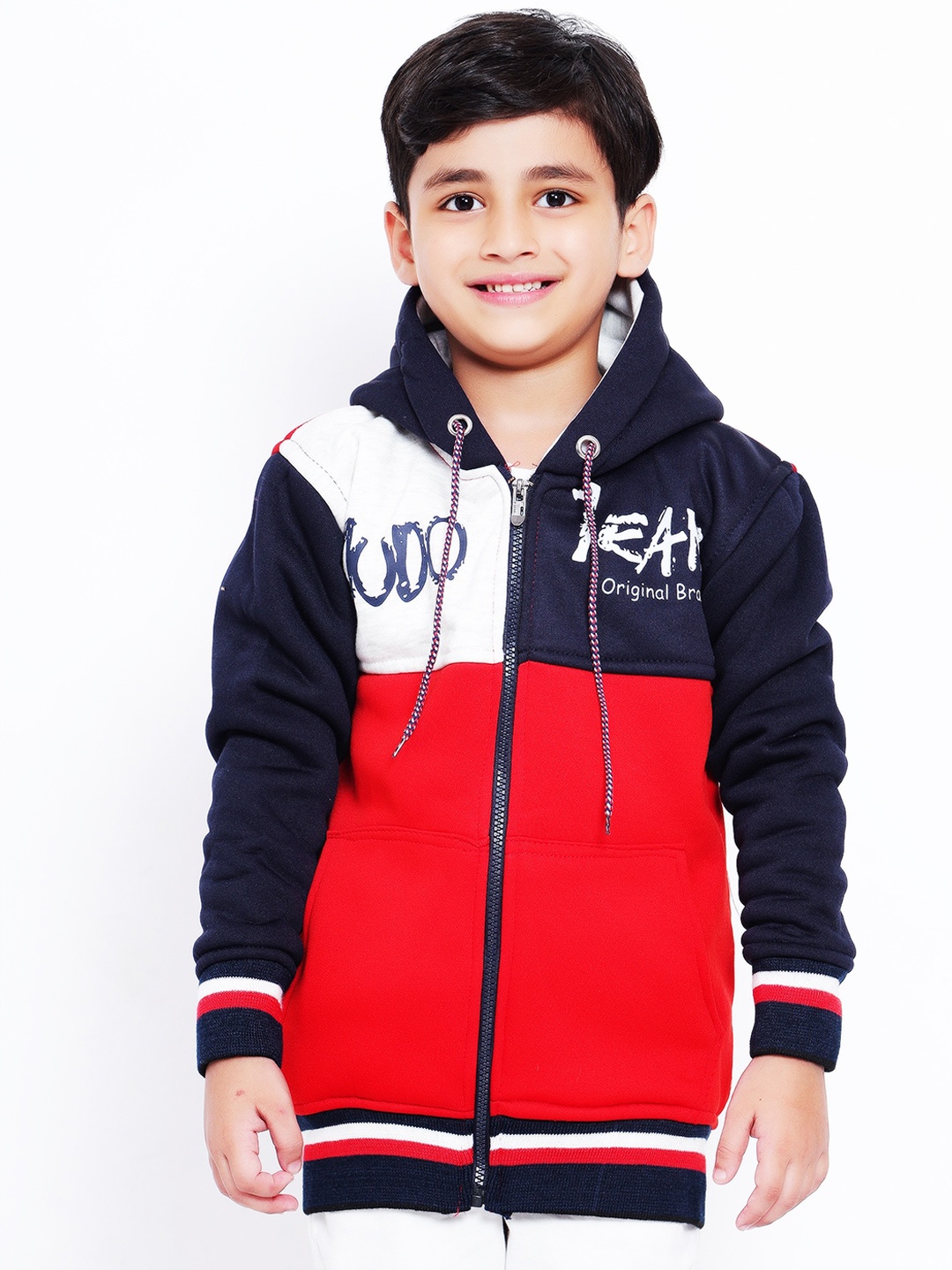 

BAESD Boys Colourblocked Hooded Bomber Jacket, Red