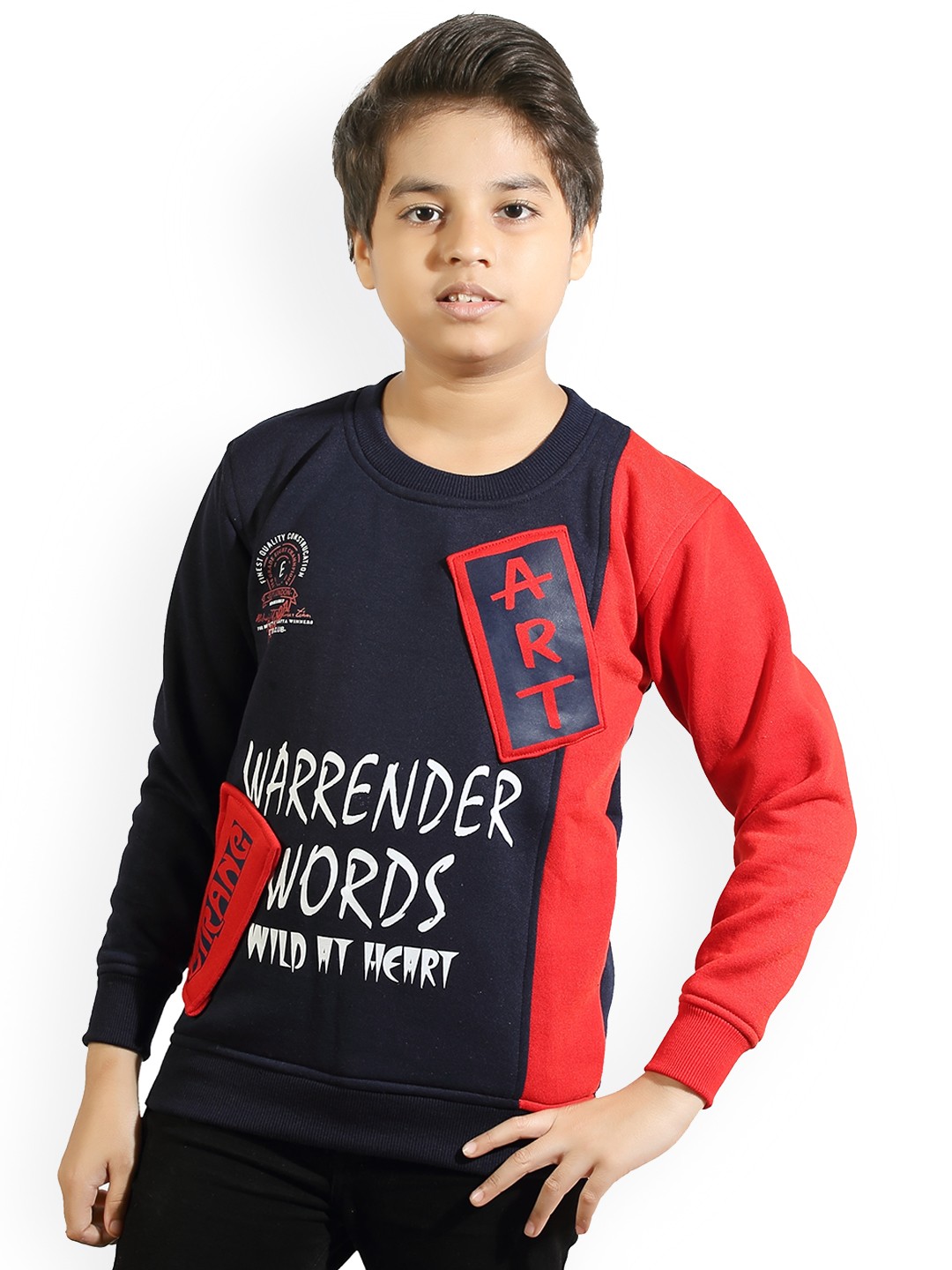 

BAESD Boys Typography Printed Round Neck Long Sleeve Sweatshirts, Navy blue