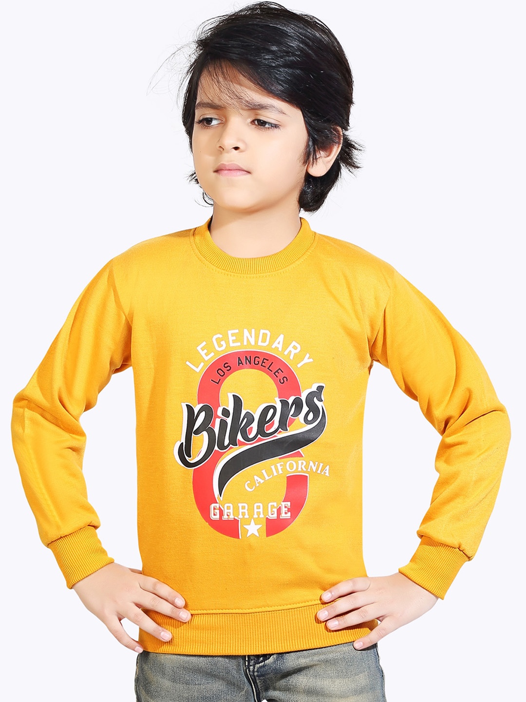 

BAESD Boys Typography Printed Sweatshirt, Yellow