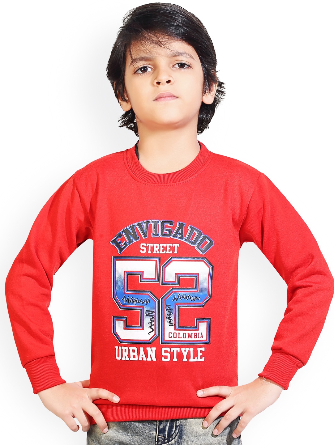 

BAESD Boys Typography Printed Round Neck Long Sleeve Sweatshirts, Red