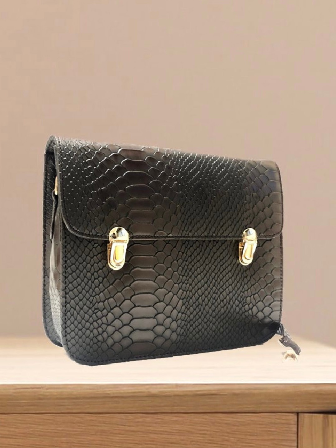 

Be You By Sejal Dharia Animal Textured Structured Sling Bag, Brown