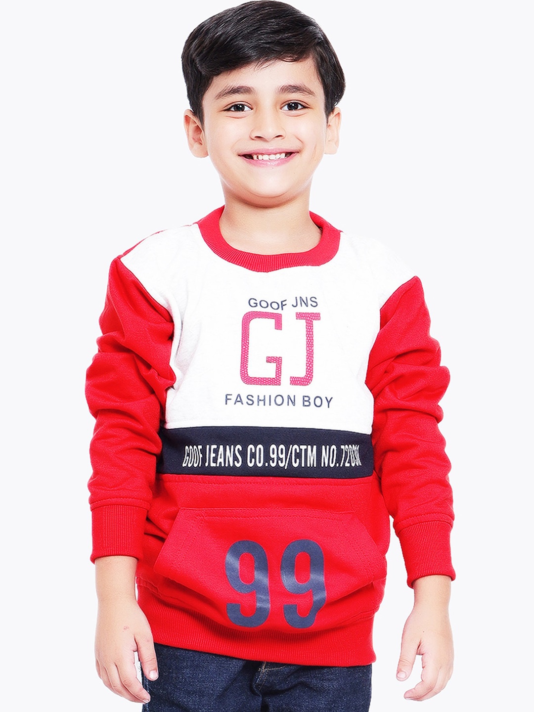 

BAESD Boys Typography Printed Pullover Sweatshirt, Red