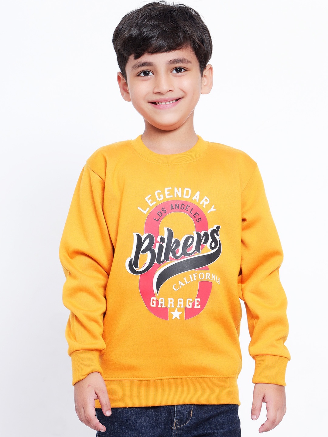 

BAESD Boys Typography Printed Sweatshirt, Yellow