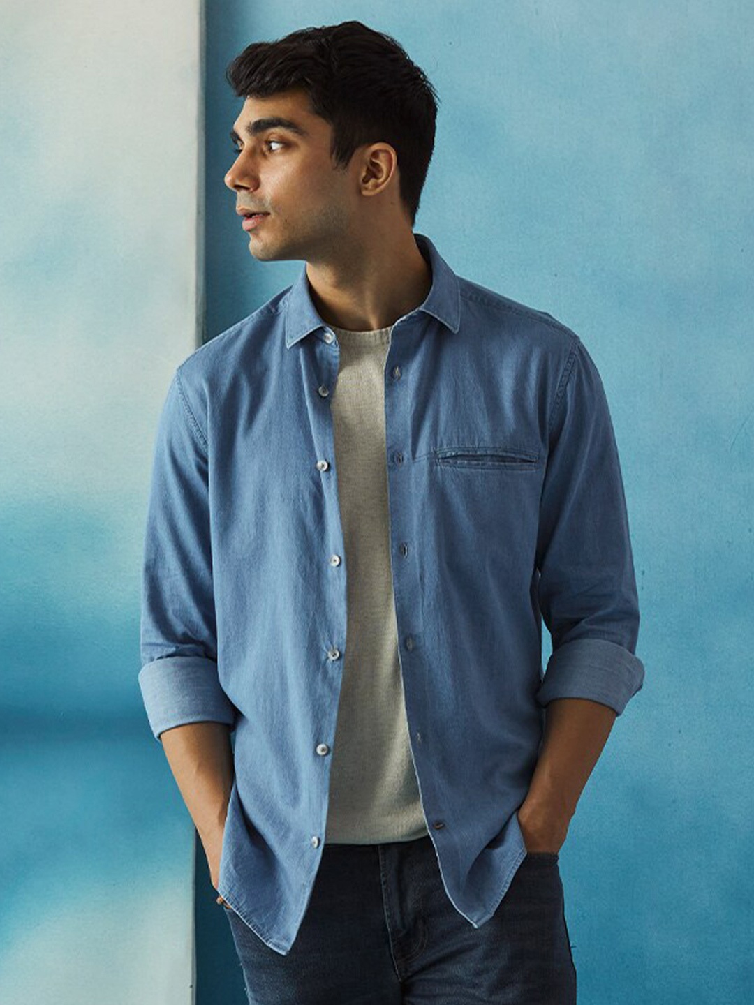 

Andamen Premium Regular Fit Cotton Casual Shirt, Blue