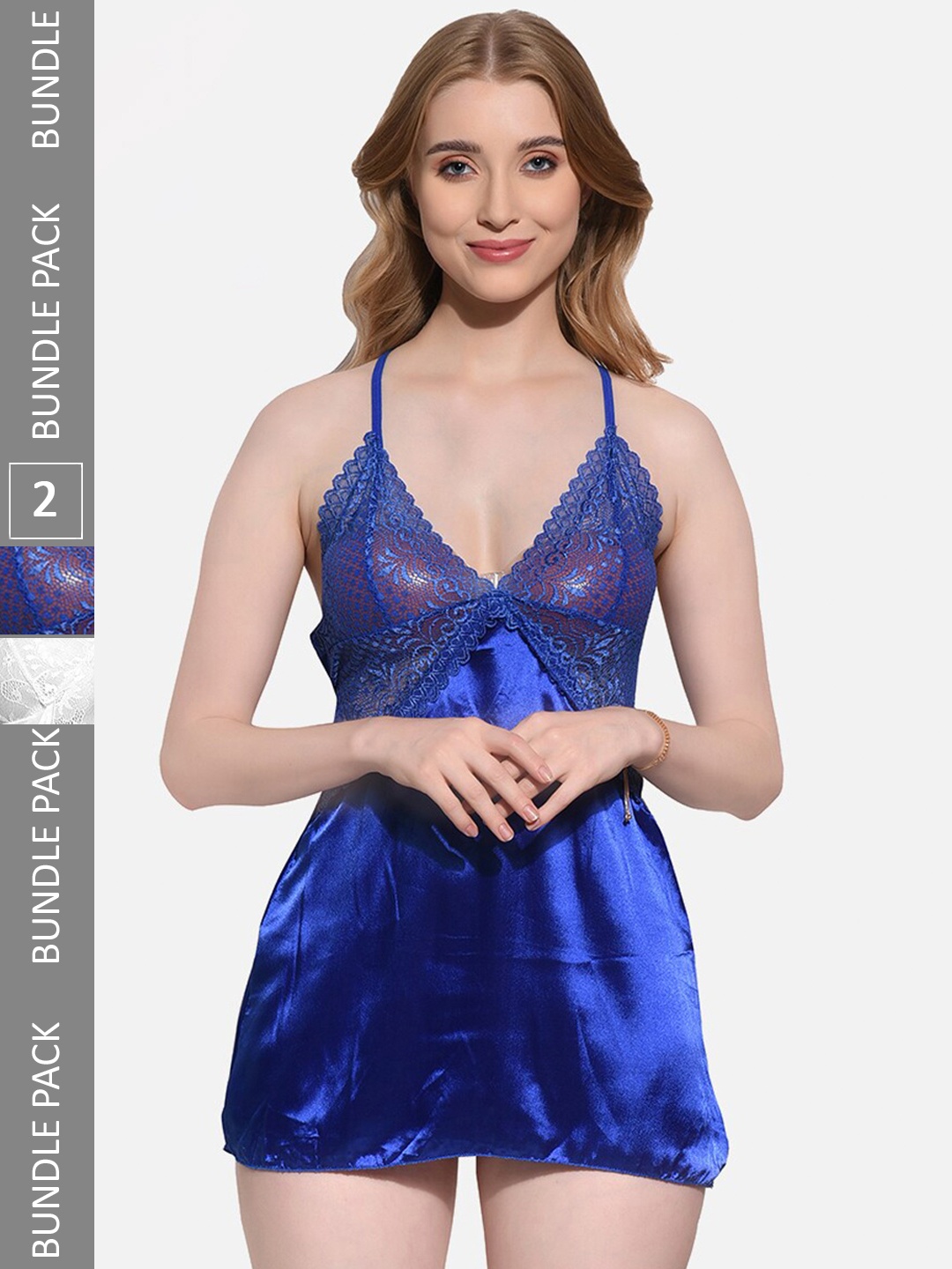 

FIMS Pack Of 2 Self Designed V-Neck Baby Doll, Blue