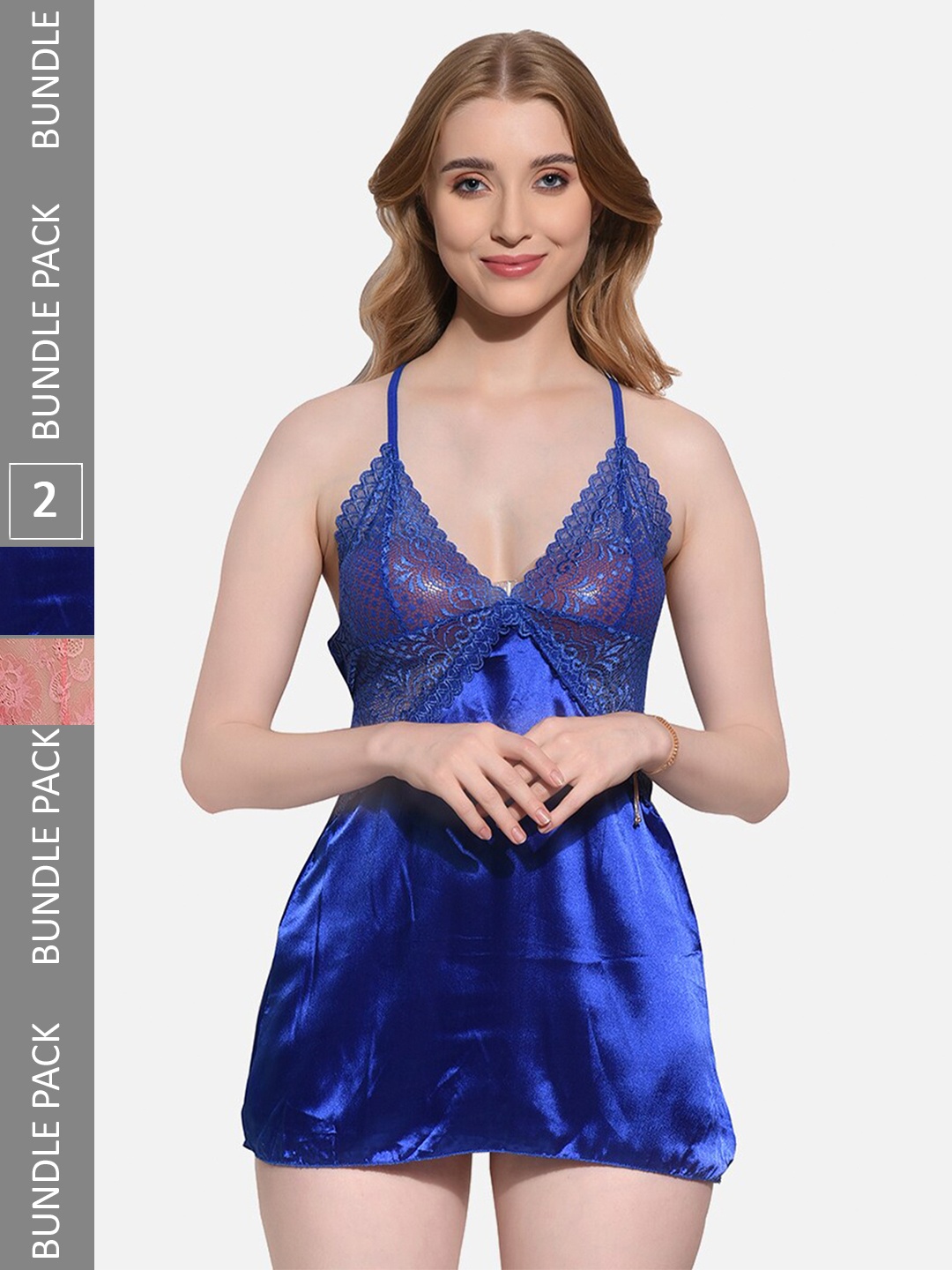 

FIMS Pack of 2 Halter Neck Baby Doll, Blue