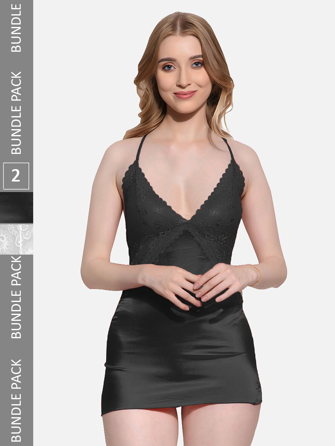 

FIMS Pack Of 2 Self Design Shoulder Straps Baby Doll, Black