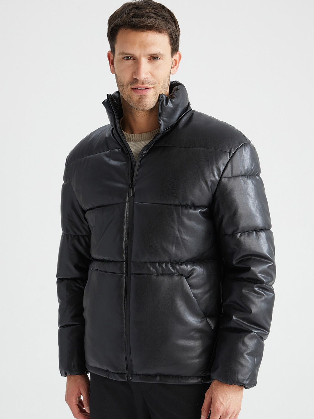 

DeFacto Stand Collar Bomber Jacket, Black