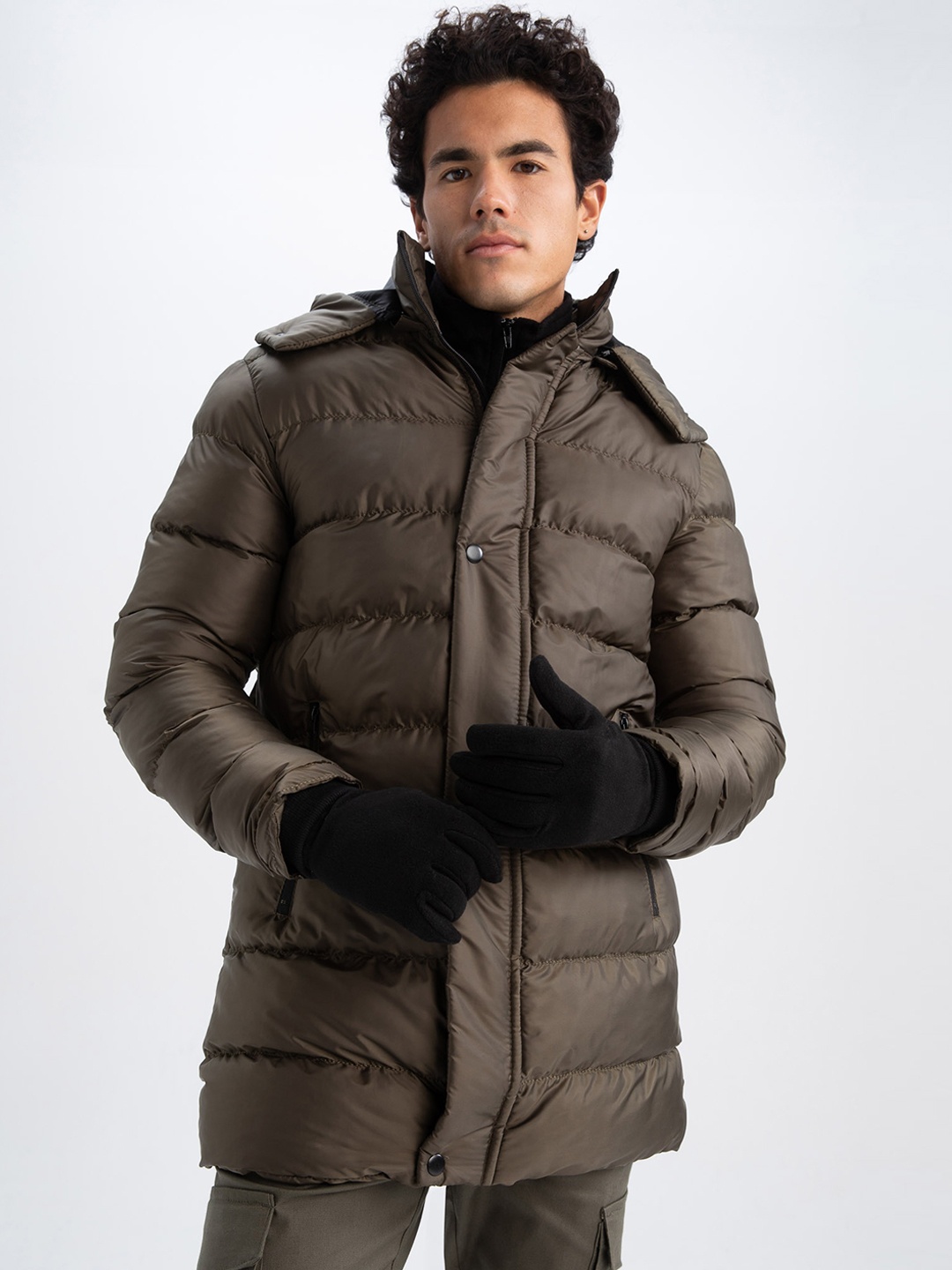 

DeFacto Hooded Longline Puffer Jacket, Bronze