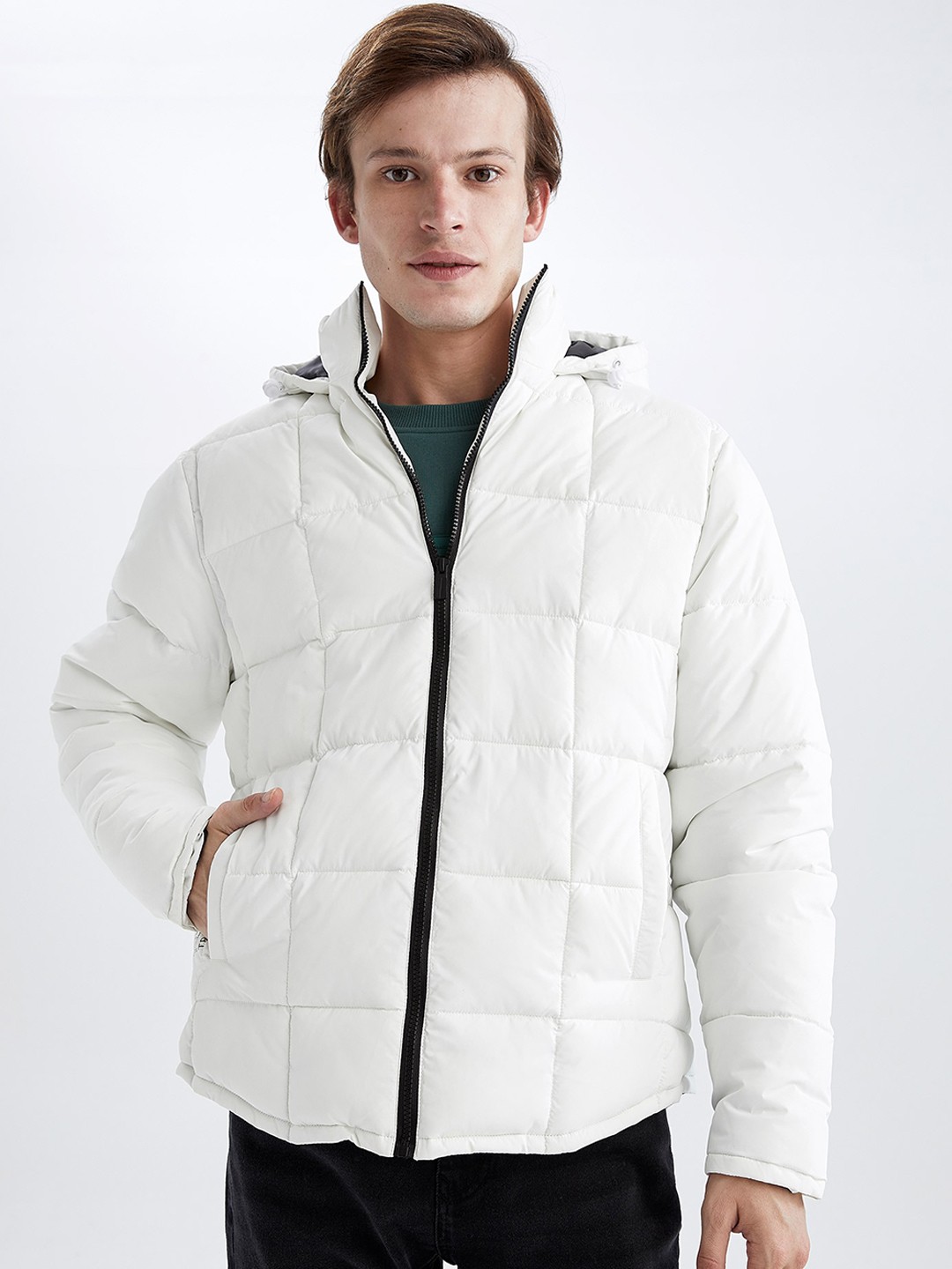 

DeFacto Hooded Zip Detail Padded Jacket, White