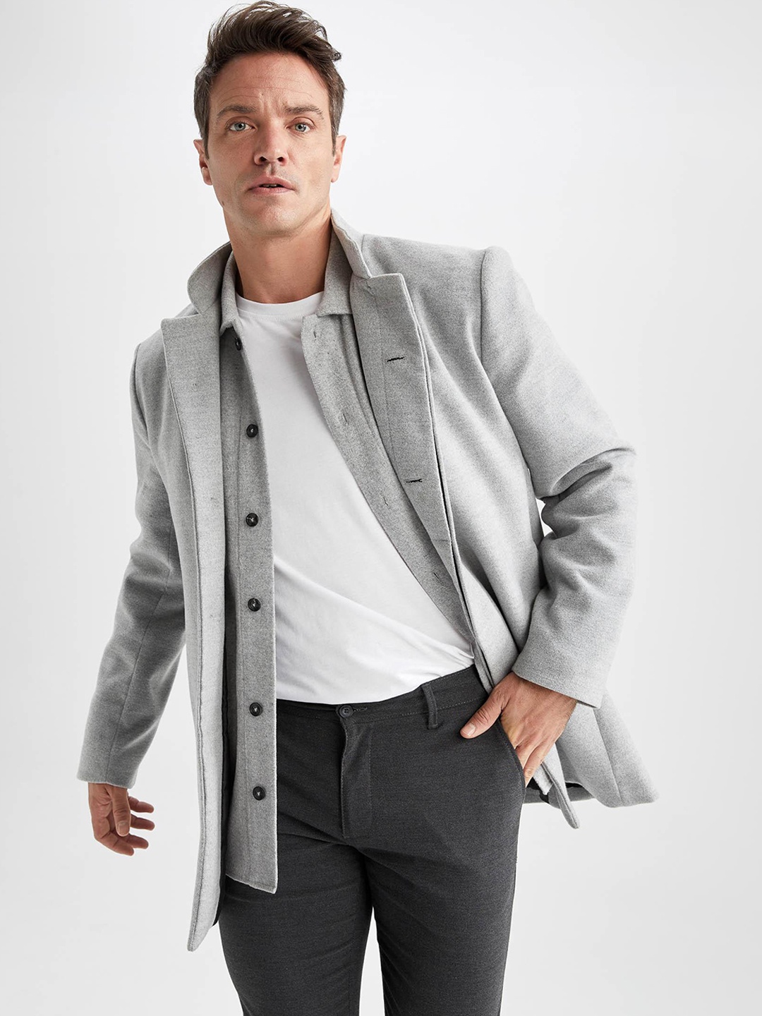 

DeFacto Longline Tailored Jacket, Grey