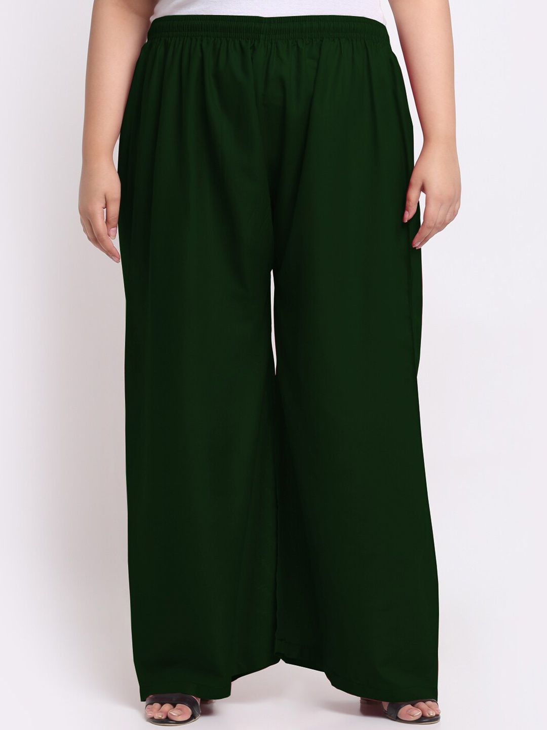 

Trend Level Plus Size Flared Ethnic Palazzos, Green
