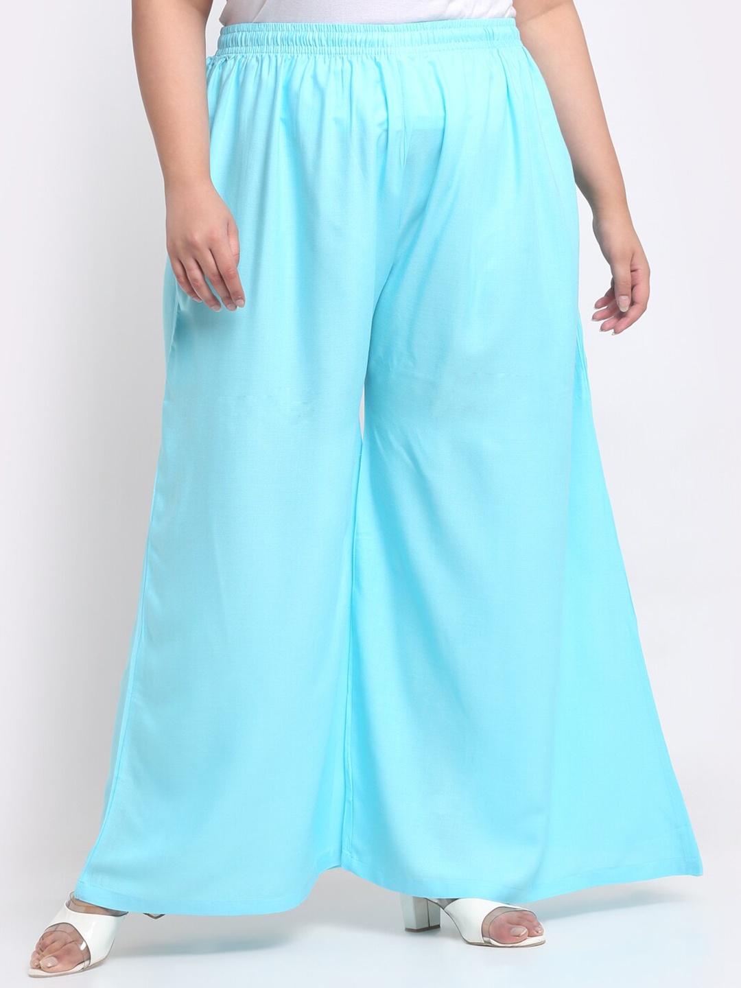 

Trend Level Plus Size Flared Ethnic Palazzos, Turquoise blue