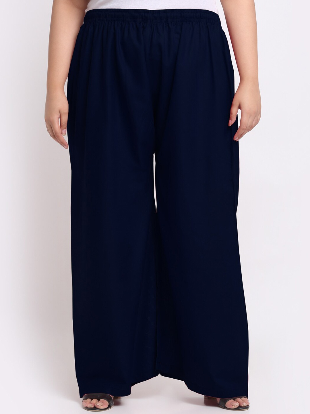 

Trend Level Plus Size Flared Ethnic Palazzos, Navy blue