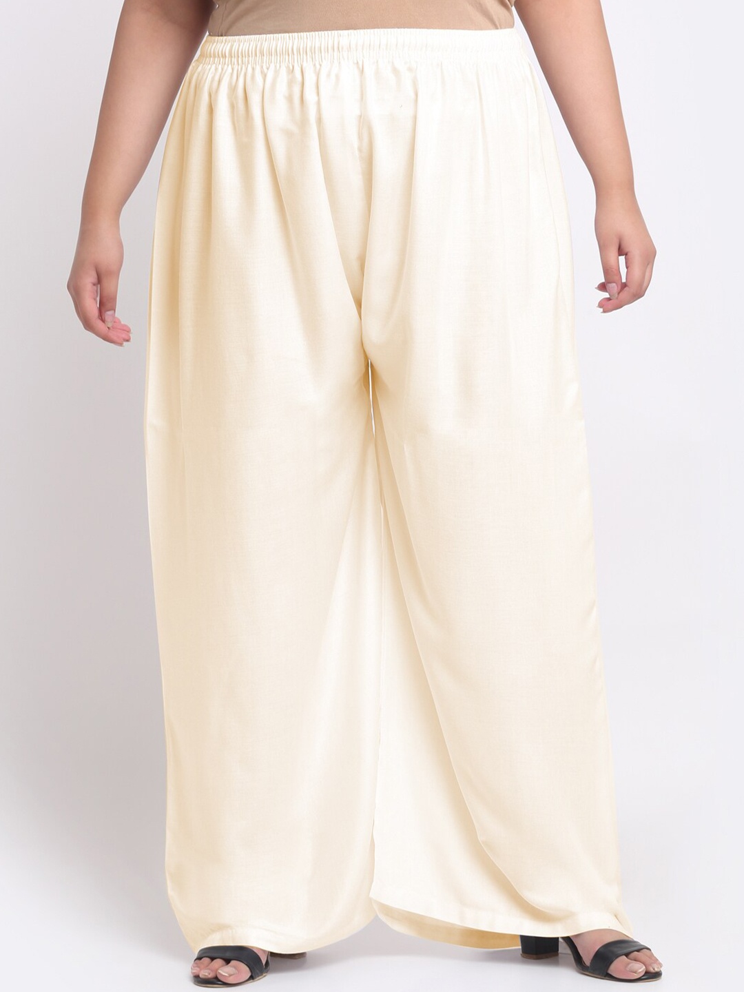 

Trend Level Plus Size Flared Ethnic Palazzos, Off white